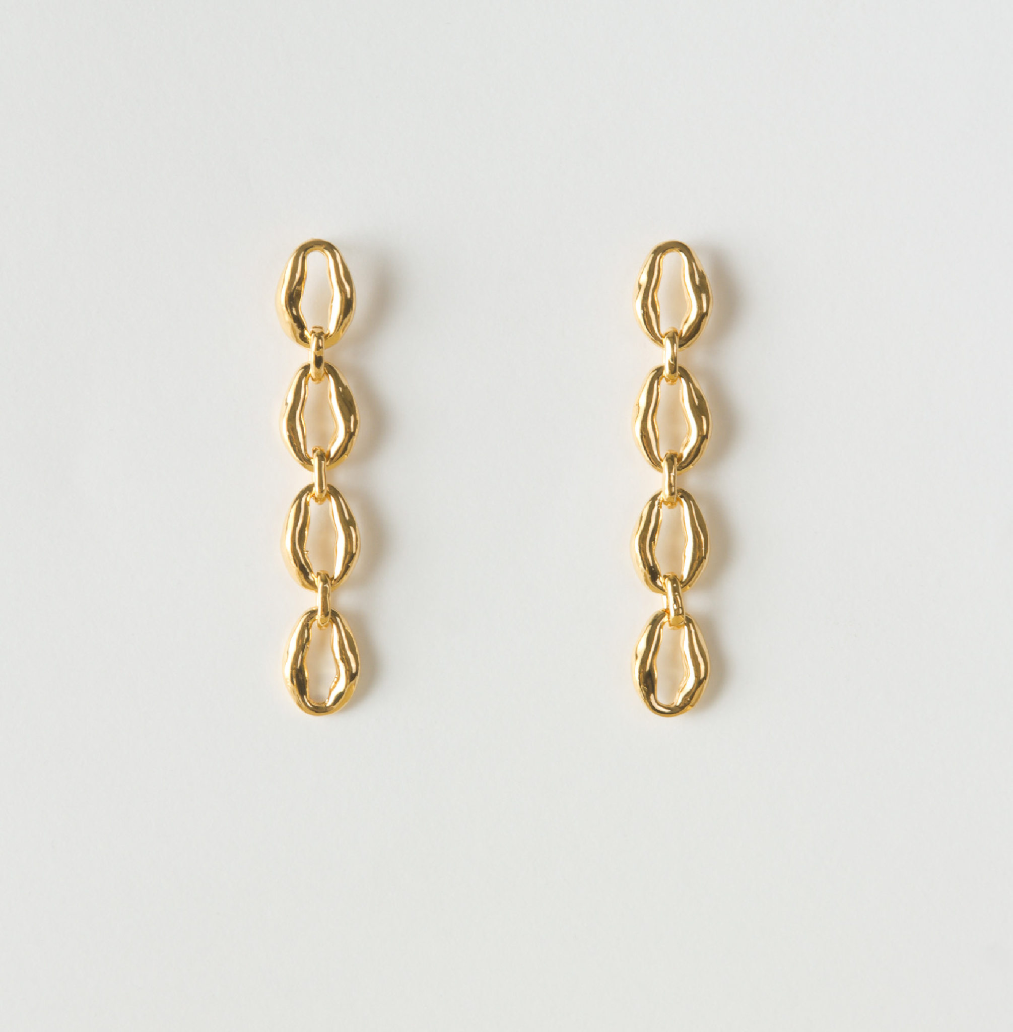 Molten Chain Øredobber - Gold Plated