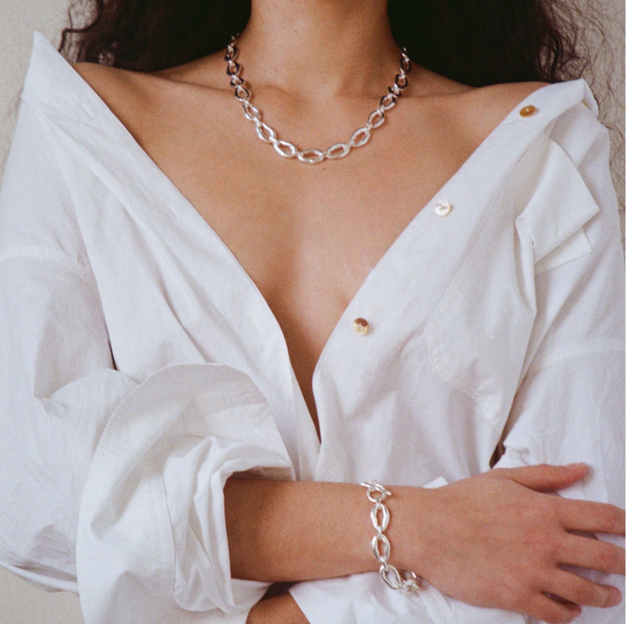 Grand  Molten Chain Smykke - Silver Plated